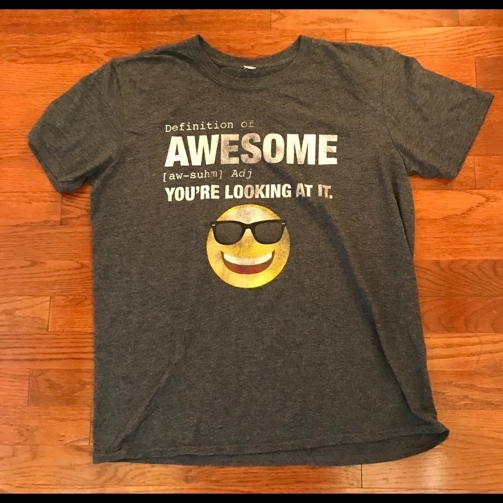 GRUNGY AWESOME EMOJI GRAY T-SHIRT XL